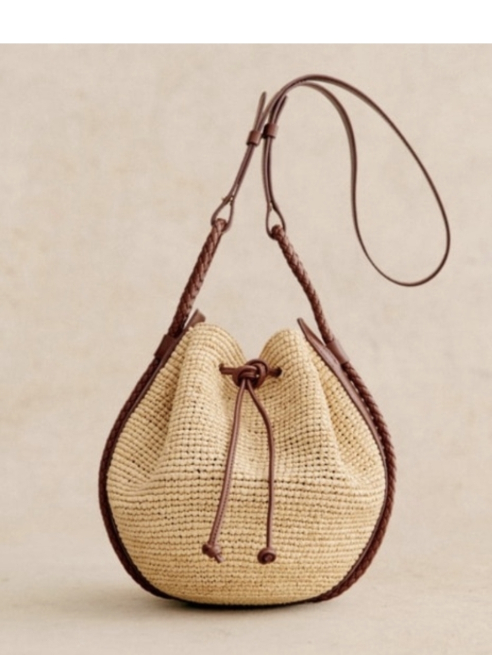 Sézane Zelie Panier Raffia Natural Bucket Bag